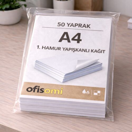 Ofisomi 1. Hamur Yapışkanlı Sticker Kağıt A4 Mat 90Gr/m² 50 Adet/Paket - OFİSOMİ
