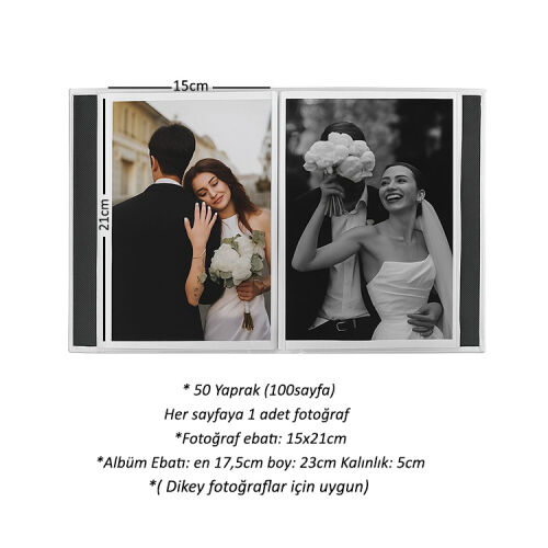 100'lük Pencereli Desenli Fotoğraf Albümü - 15x21cm - OFİSOMİ-T