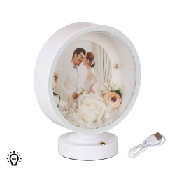 3D LED'li Çiçek Arajmanlı Fotoğraflı Abajur - 1