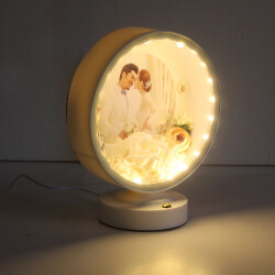 3D LED'li Çiçek Arajmanlı Fotoğraflı Abajur - 3