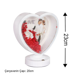 3D LED'li Çiçek Arajmanlı Kalpli Çerçeve - 6