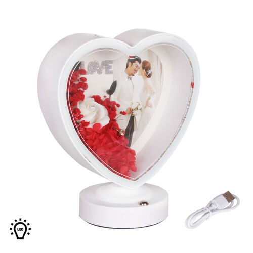 3D LED'li Çiçek Arajmanlı Kalpli Çerçeve - OFİSOMİ-T