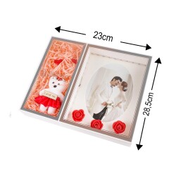 3D LED'li Güllü Ayıcıklı Fotoğraf Çerçevesi - 4