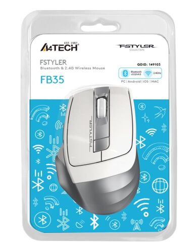 A4 Tech Fb35 Beyaz Bluetooth+2.4G Nano Kablosuz Optik 2000 Dpi Mouse - A4TECH (1)
