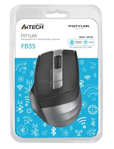 A4 Tech Fb35 Gri Bluetooth+2.4G Nano Kablosuz Optik 2000 Dpi Mouse - A4TECH (1)