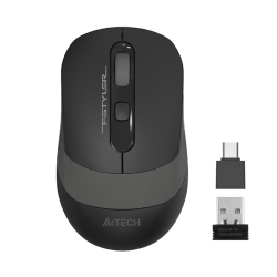 A4 TECH FG10CS AIR2, Grey, SILENT, FSTYLER, 2,4Ghz Kablosuz, USB-C den şarj edilebilir, Optik Mouse, 10-15Metre, 4 Buton, Nano Alıcı - 1