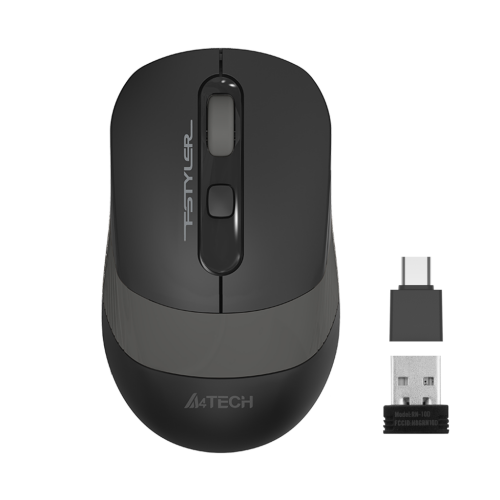 A4 TECH FG10CS AIR2, Grey, SILENT, FSTYLER, 2,4Ghz Kablosuz, USB-C den şarj edilebilir, Optik Mouse, 10-15Metre, 4 Buton, Nano Alıcı - A4-Tech