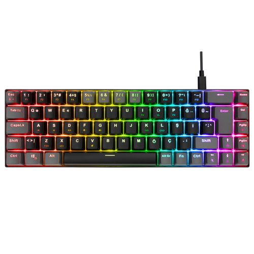 ACER eMachines, EAK68, Siyah/Gri, USB Kablolu, RGB Backlight, RED Mekanik Switch, Türkçe Q, 68 Tuşlu, Gaming Klavye - Acer