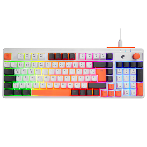 ACER eMachines, EAK860, Beyaz, USB Kablolu, Rainbow Backlight, Membran Renkli Tuşlar, Türkçe Q, 100 Tuşlu, Gaming Klavye - Acer