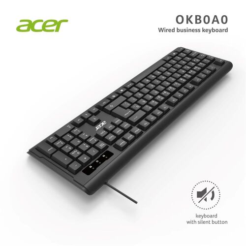 Acer OAK-0A0 Siyah Kablolu Sessiz Tuşlu Klavye (Caps Lock) (Kablo Uzunluğu 1.50Cm) Caps Lock - 1