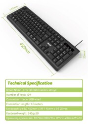Acer OAK-0A0 Siyah Kablolu Sessiz Tuşlu Klavye (Caps Lock) (Kablo Uzunluğu 1.50Cm) Caps Lock - 2