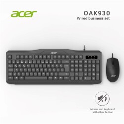 Acer OAK-930 Kablolu Sessiz Tuşlu Klavye Moue Set Siyah (Klavye 1,40Cm-Mouse 1.60Cm Kablo) - 2