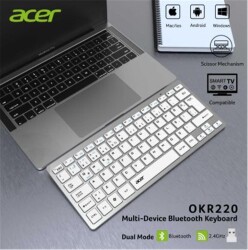 Acer OKR220 Beyaz MultiDevice Dual Mode 2.4GHZ Bluetooth Klavye (Smart Tv)(Android) - 1