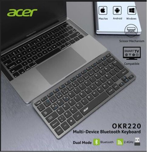 Acer OKR220 Siyah MultiDevice Dual Mode 2.4GHZ Bluetooth Klavye (Smart Tv)(Android) - ACER