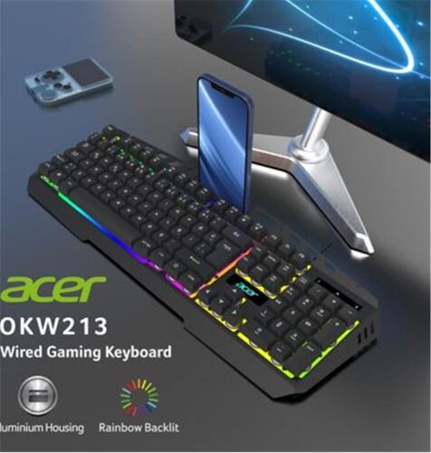 Acer OKW213 Siyah RGB Rainbow Backlit Gaming Keyboard Rainbow (Kablo Uzunluğu 1,5mt) - 2