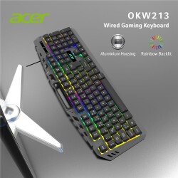 Acer OKW213 Siyah RGB Rainbow Backlit Gaming Keyboard Rainbow (Kablo Uzunluğu 1,5mt) - 1