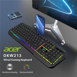 Acer OKW213 Siyah RGB Rainbow Backlit Gaming Keyboard Rainbow (Kablo Uzunluğu 1,5mt) - 2