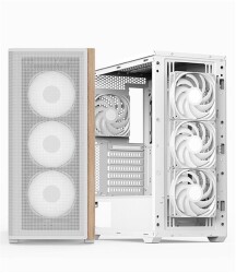 Aerocool AE D501A WH 4x12cm Fanlı Ahşap Ön Panel Tempered Cam Yan ve Mesh Ön Panel, USB Type-C,ATX - 1