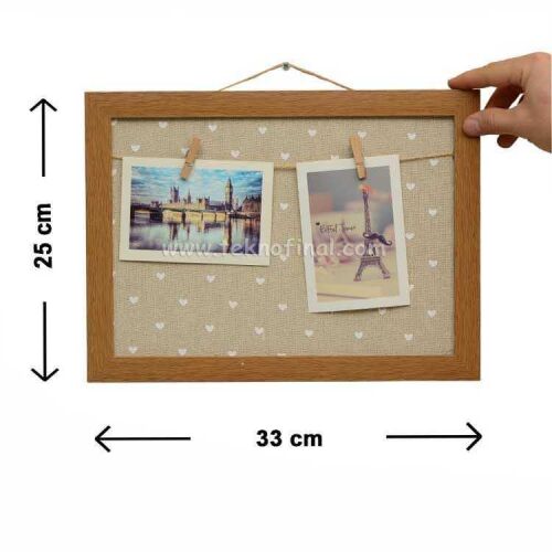 Ahşap Fotoğraflı İpli Mandallı Fotoğraf Çerçevesi 25x33 - 1