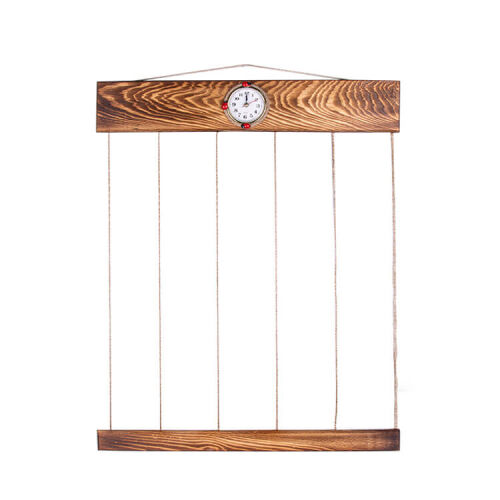 Ahşap İpli Mandallı Saatli Duvar Çerçevesi - 50x60cm - 2