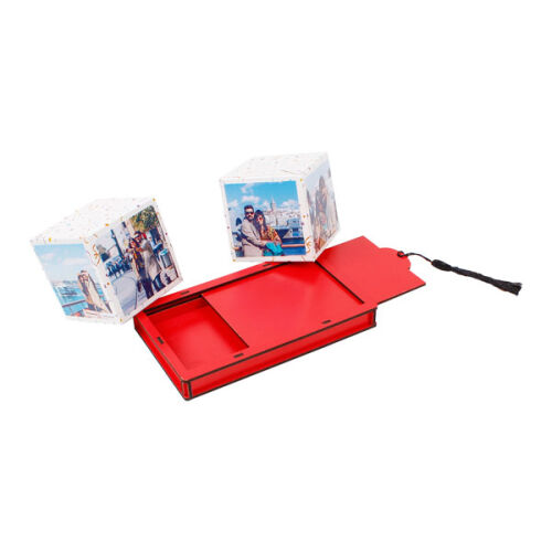 Ahşap Kutulu Patlayan Sürpriz Küpler - Kırmızı - 4