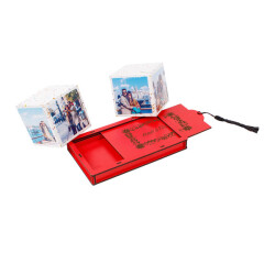 Ahşap Kutulu Patlayan Sürpriz Küpler - Kırmızı - 2