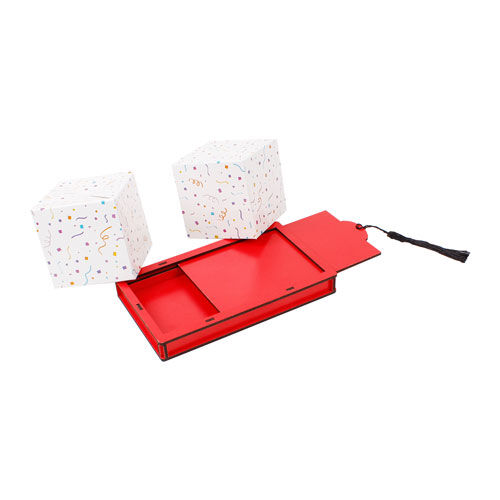 Ahşap Kutulu Patlayan Sürpriz Küpler - Kırmızı - 3