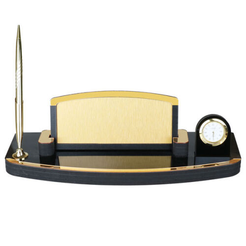 Ahşap Masa İsimliği - Tek Kalemli Geçme Saatli - OFİSOMİ-S