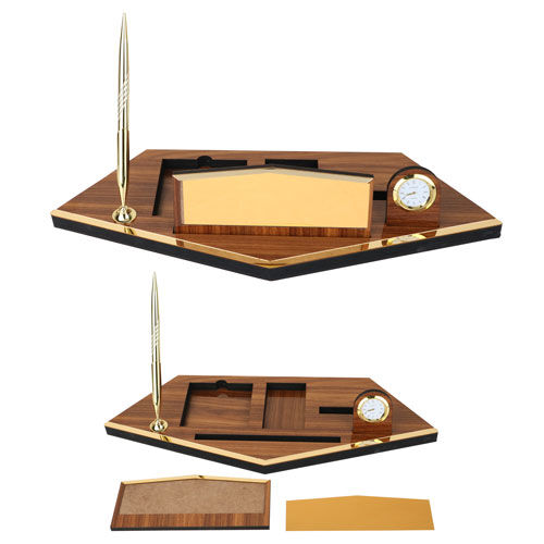 Ahşap Masa İsimliği - Tek Kalemli Geçme Saatli - OFİSOMİ-S (1)