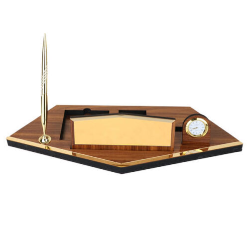 Ahşap Masa İsimliği - Tek Kalemli Geçme Saatli - 3