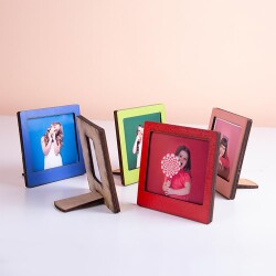 Ahşap Polaroid Mini Fotoğraf Çerçevesi - 9x9cm - 26
