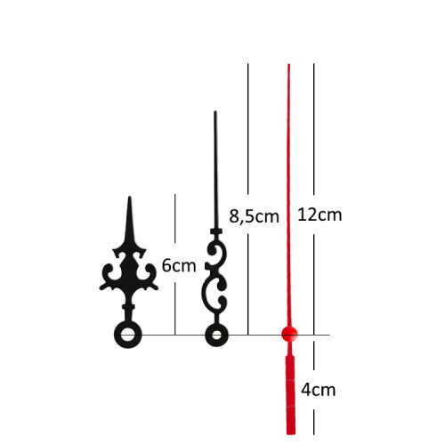 Akrep Yelkovan Saniye - Siyah, Beyaz, Metal - 20