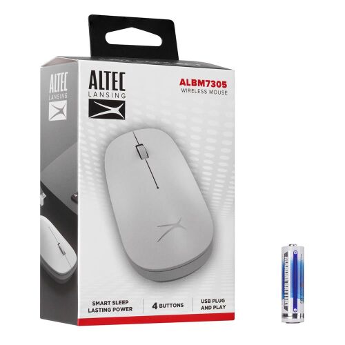 Altec Lansing ALBM7305 Beyaz 2.4GHz USB 1600DPI Alkalin Pilli Kablosuz Mouse - ALTEC