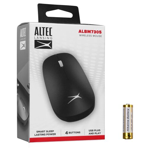 Altec Lansing ALBM7305 Siyah 2.4GHz USB 1600DPI Alkalin Pilli Kablosuz Mouse - ALTEC