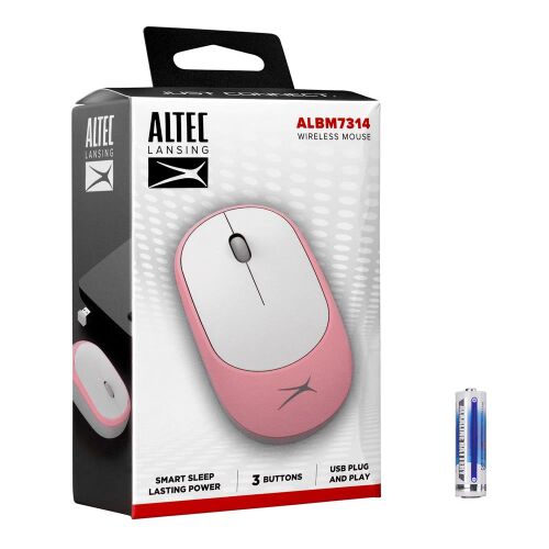 Altec Lansing ALBM7314 Pembe 2.4GHz USB 1200DPI Alkalin Pilli Kablosuz Mouse - ALTEC