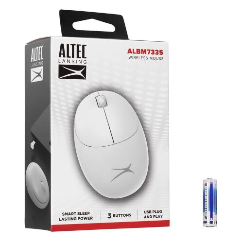 Altec Lansing ALBM7335 Beyaz 2.4GHz USB 1200DPI Alkalin Pilli Kablosuz Mouse - ALTEC