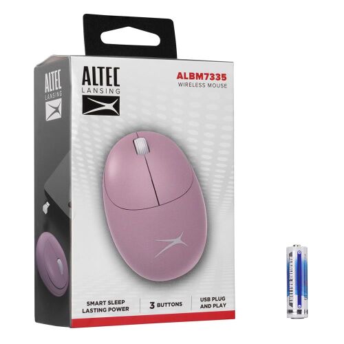 Altec Lansing ALBM7335 Pembe 2.4GHz USB 1200DPI Alkalin Pilli Kablosuz Mouse - ALTEC