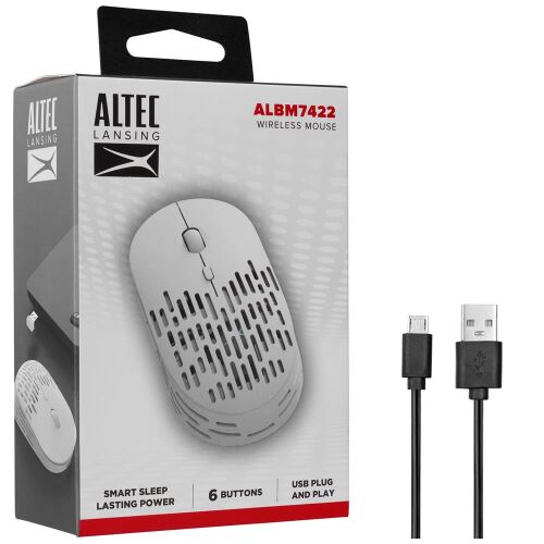 Altec Lansing ALBM7422 Beyaz 2.4GHz Şarj Edilebilir Tek Renkli 1600DPI Optik Kablosuz Mouse - ALTEC