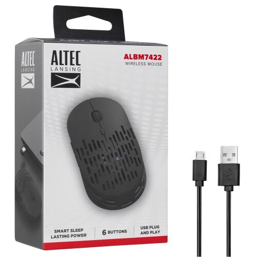 Altec Lansing ALBM7422 Siyah 2.4GHz Şarj Edilebilir Tek Renkli 1600DPI Optik Kablosuz Mouse - ALTEC