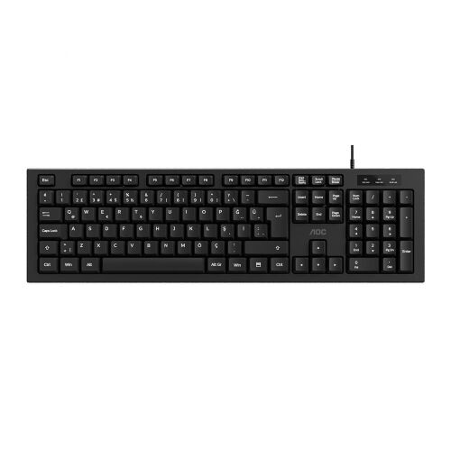 AOC KB130B-38 Usb Siyah Türkçe Kablolu Standart Klavye,Sessiz yazma - AOC