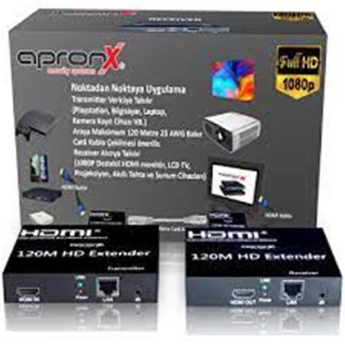 Apronx APX-120M-B Cat5e-Cat6 120 metre FullHd 1080P HDMI Extender - APRONX