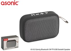 Asonic AS-02 Gümüş Bluetooth 3W TF-USB Destekli Speaker - 1