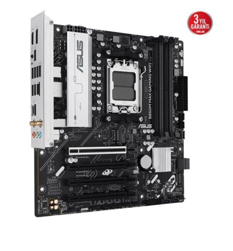 Asus B850M MAX GAMING WIFI 8000MHz (OC) DDR5 Soket AM5 M.2 HDMI DP mATX Anakart - ASUS