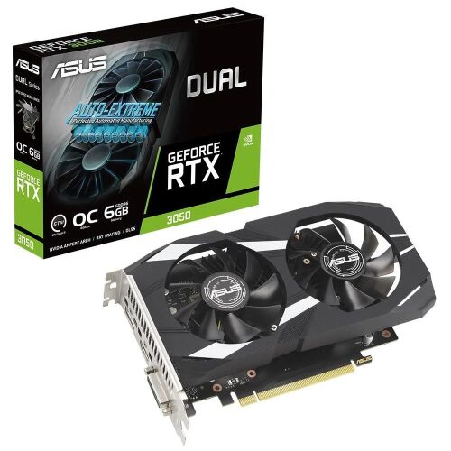 Asus Dual GeForce RTX 3050 OC DUAL-RTX3050-O6G NVIDIA 6GB GDDR6 96Bit DX12 Gaming Ekran Kartı - ASUS