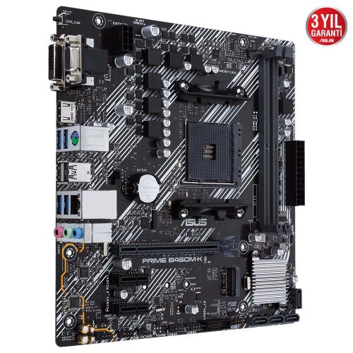 Asus Prime B450M-K II AMD B450 AM4 DDR4 4400 HDMI DVI VGA M2 USB3.2 mATX BIOS Flashback Anakart - 2