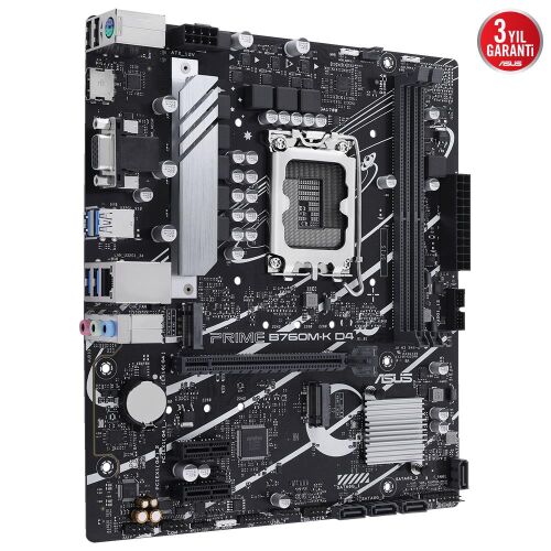 Asus Prime B760M-K D4 Intel B760 Soket 1700 DDR4 5333(OC)MHz mATX Gaming (Oyuncu) Anakart - 2