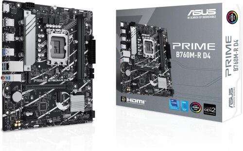 Asus Prıme B760M-R D4 Intel B760 Lga1700 DDR4 5333 Hdmı 2X M2 Aura Rgb 2.5Gbit Lan Matx Anakart - ASUS (1)