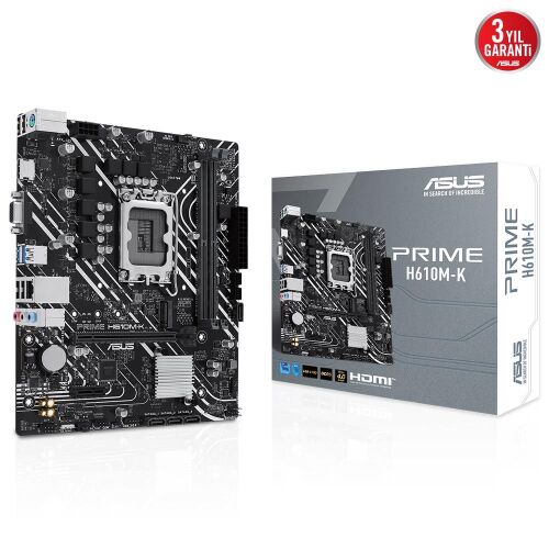 Asus Prime H610M-K ARGB Intel Soket LGA1700 DDR5 5600MHz mATX Gaming (Oyuncu) Anakart - ASUS (1)