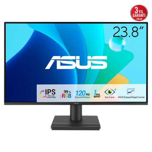 ASUS VA249HG 23,8" 1ms, 120Hz, Full HD, HDMI, VGA, IPS LED, Çerçevesiz Tasarım, Düşük Mavi Işık, FreeSync Kurumsal Monitör - Asus