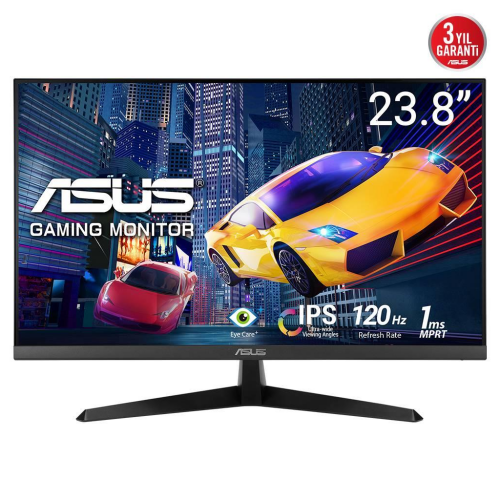 ASUS VY249HGR 23.8" 1ms, 120Hz, Full HD, HDMI, D-Sub, IPS LED, Anti Bakteriyel, Mavi Işık Filtresi, Eye Care, GAMING Monitör - Asus